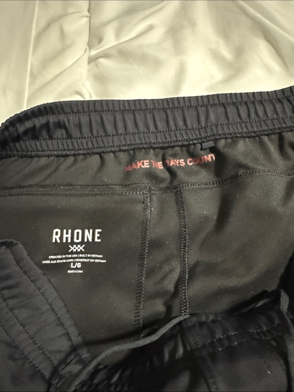 RHONE Black Athletic Shorts with Inner Drawstring
